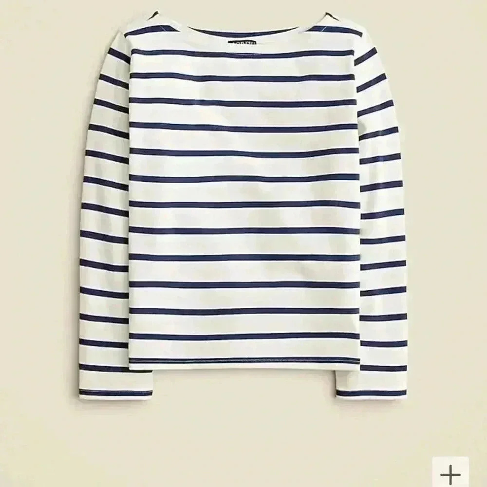 J. Crew Striped Navy and White Top